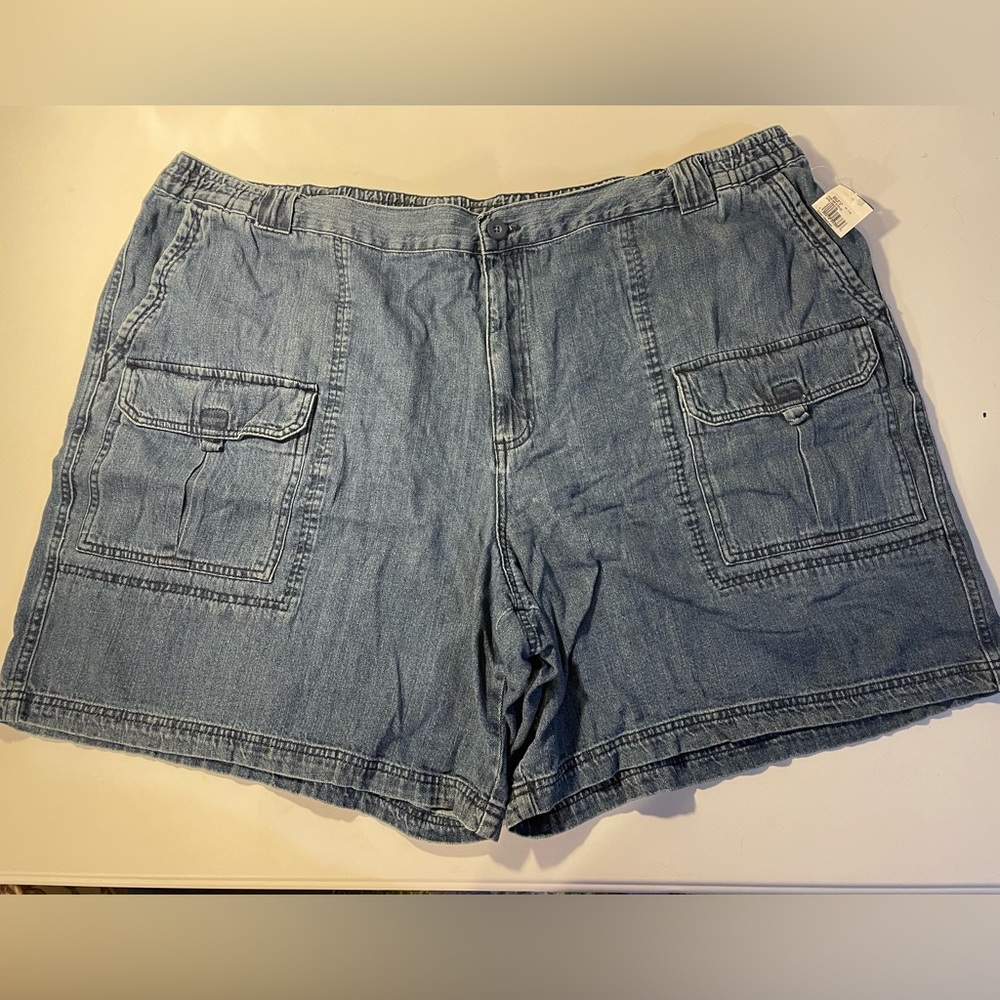 Big Men’s 52 Shorts Denim Cargo Outdoor Life Blue Pockets NWT
